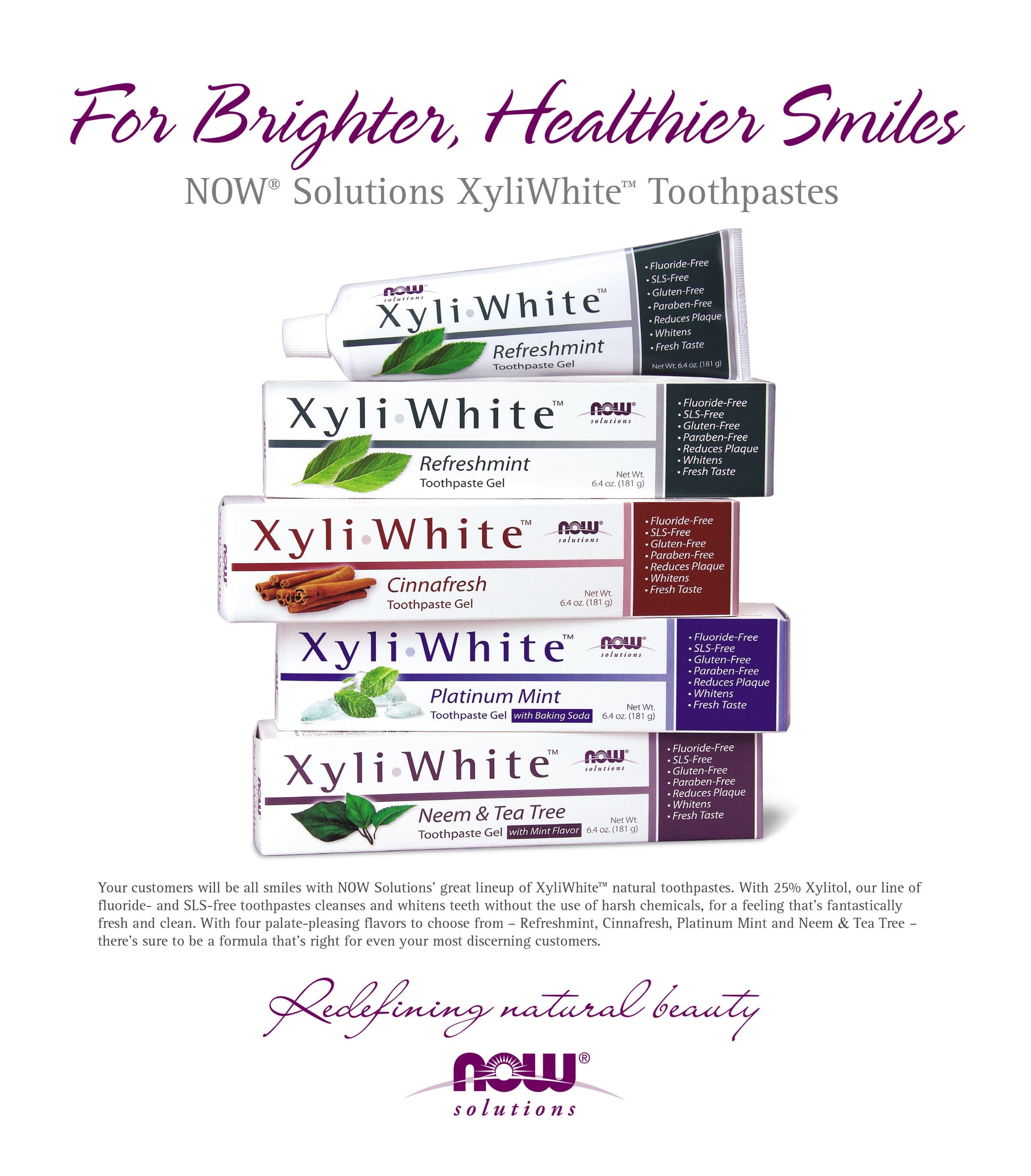 NOW Solutions, Xyliwhite Toothpaste Gel, Refreshmint, Cleanses and Whitens, Fresh Taste, 6.4-Ounce (181 g) - Bloom Concept