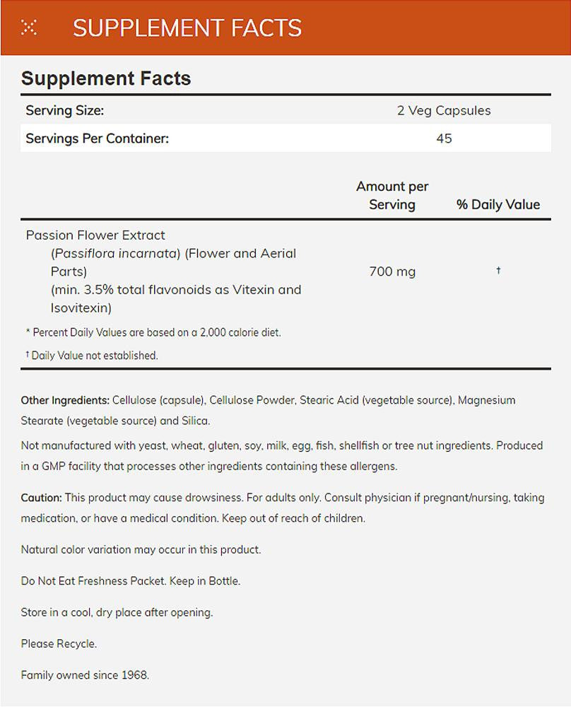 NOW FOODS Supplements, Passion Flower (Passiflora incarnata) 350 mg, Natural Stress Relief*, 90 Veg Capsules - Bloom Concept