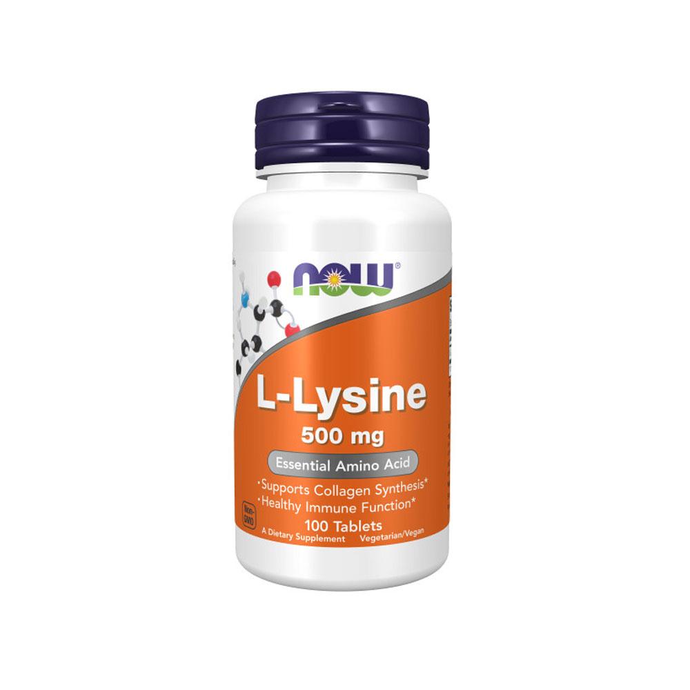 NOW FOODS Supplements, L-Lysine (L-Lysine Hydrochloride) 500 mg, Amino Acid, 100 Tablets - Bloom Concept