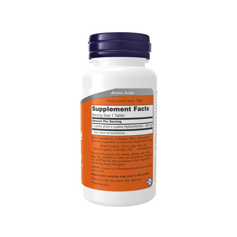 NOW FOODS Supplements, L-Lysine (L-Lysine Hydrochloride) 500 mg, Amino Acid, 100 Tablets - Bloom Concept