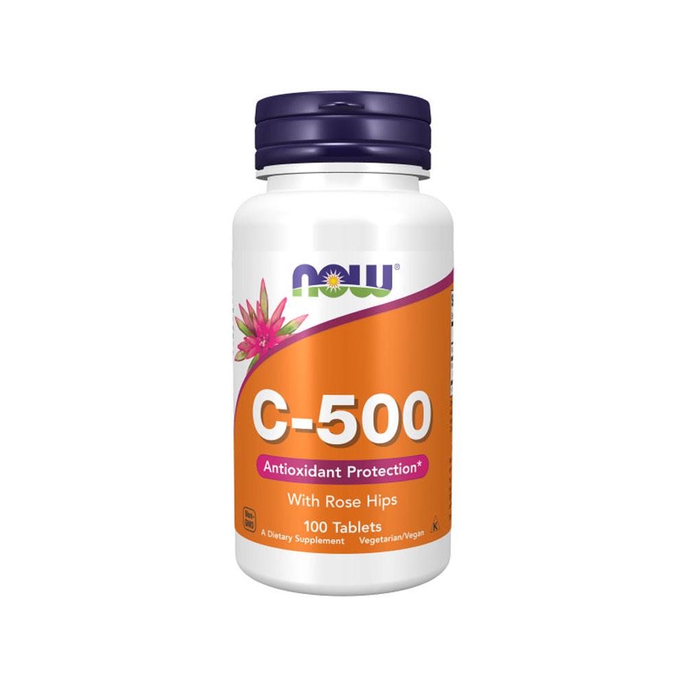 NOW FOODS Supplements, Vitamin C-500 with Rose Hips, Antioxidant Protection*, 100 Tablets - Bloom Concept