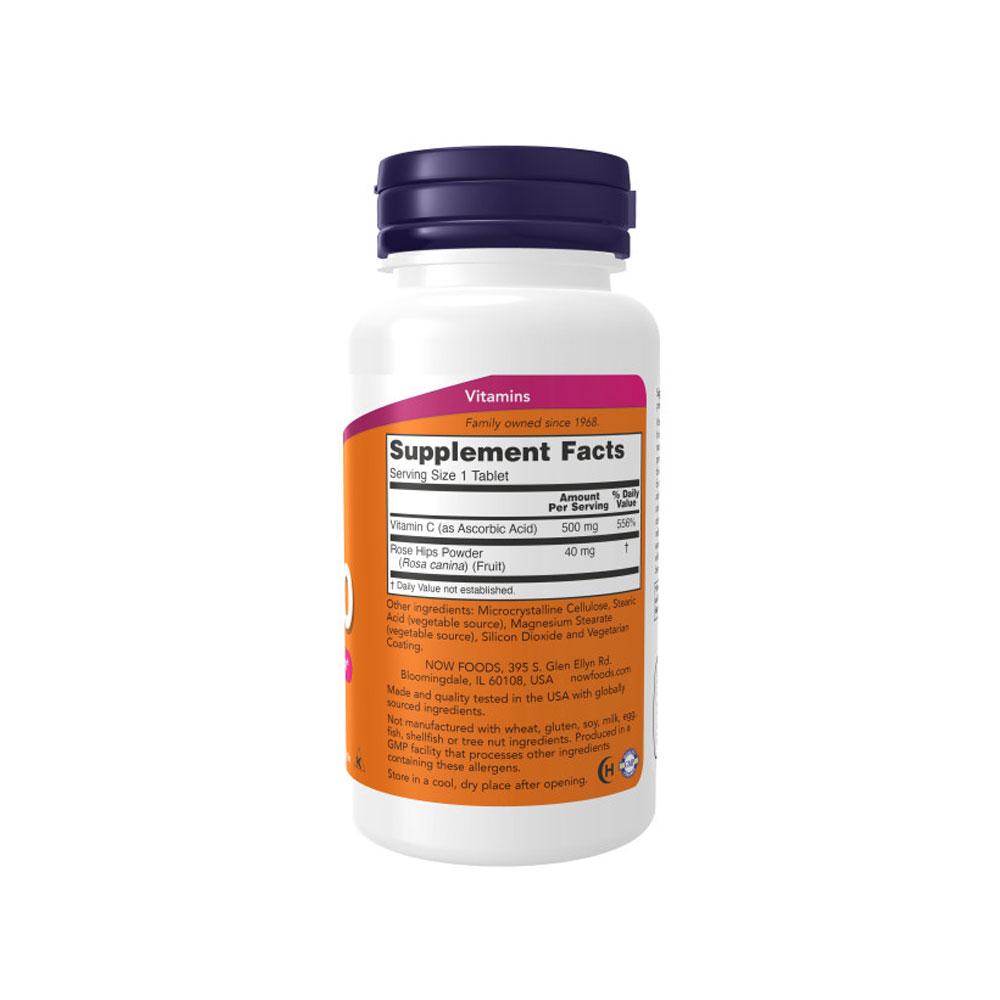 NOW FOODS Supplements, Vitamin C-500 with Rose Hips, Antioxidant Protection*, 100 Tablets - Bloom Concept