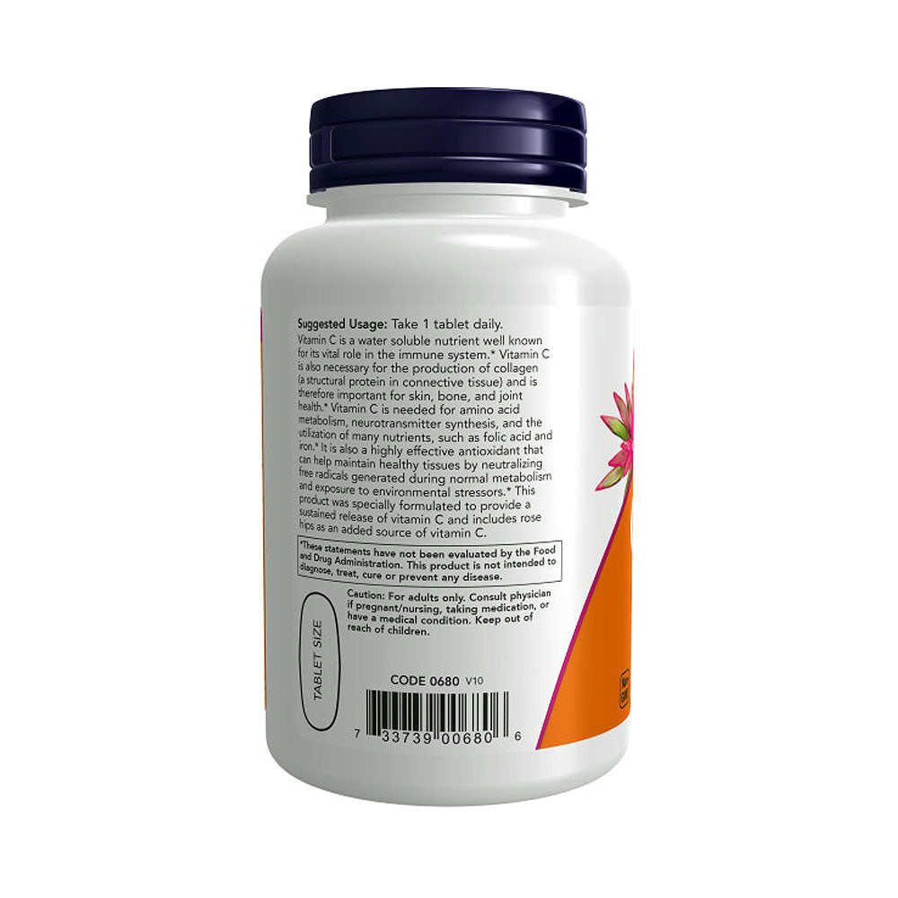 NOW Foods Vitamin C-1,000 with Rose Hips, Sustained Release, Antioxidant Protection, 100 Tablets - Bloom Concept