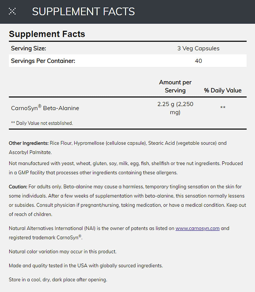 NOW FOODS Sports Nutrition, Beta-Alanine 750 mg, Delays Muscle Fatigue*, Endurance*, 120 Veg Capsules - Bloom Concept