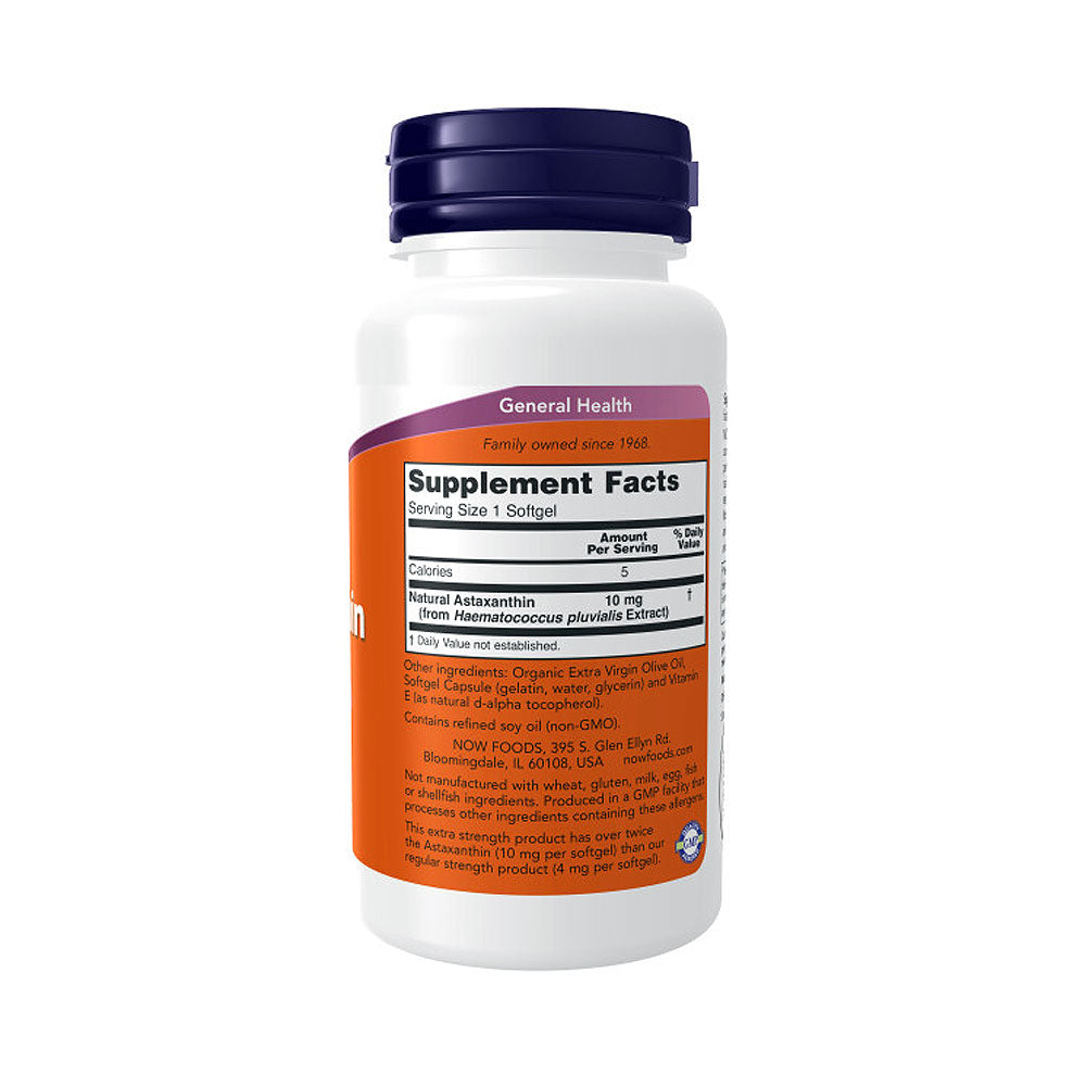 NOW Foods Supplements, Astaxanthin 10mg, Extra Strength, 60 Softgels - Bloom Concept