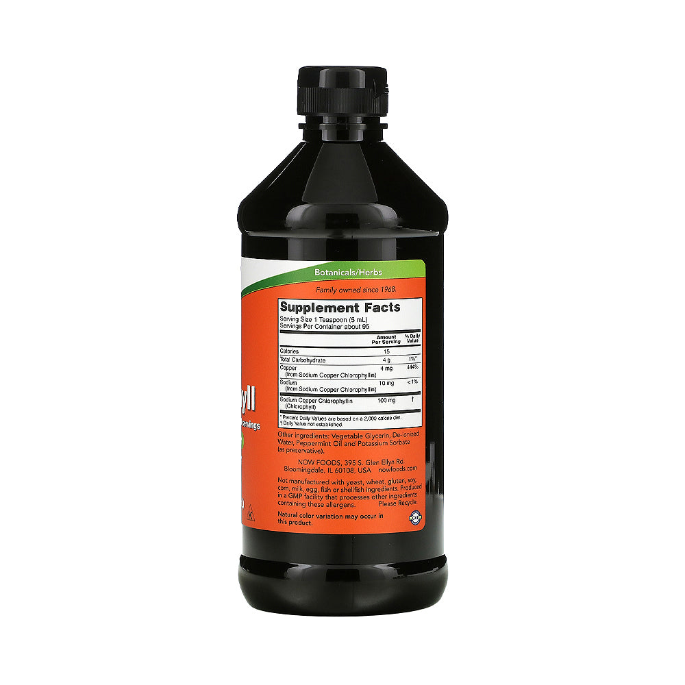 NOW Supplements, Liquid Chlorophyll, Super Concentrated, Internal Deodorizer*, Mint Flavor, 16-Ounce - Bloom Concept