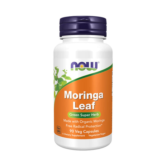 NOW Foods Moringa Leaf, Green Super Herb, Made with Organic Moringa, Free Radical Protection*, 90 Veg Capsules - Bloom Concept