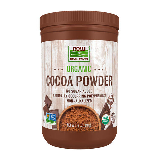 NOW Foods, Cocoa Powder, Cocoa Cocoa Lovers™ Certified Organic, Pure, Non-Alkalized, with polyphenols, 12-Ounce (340g) - Bloom Concept