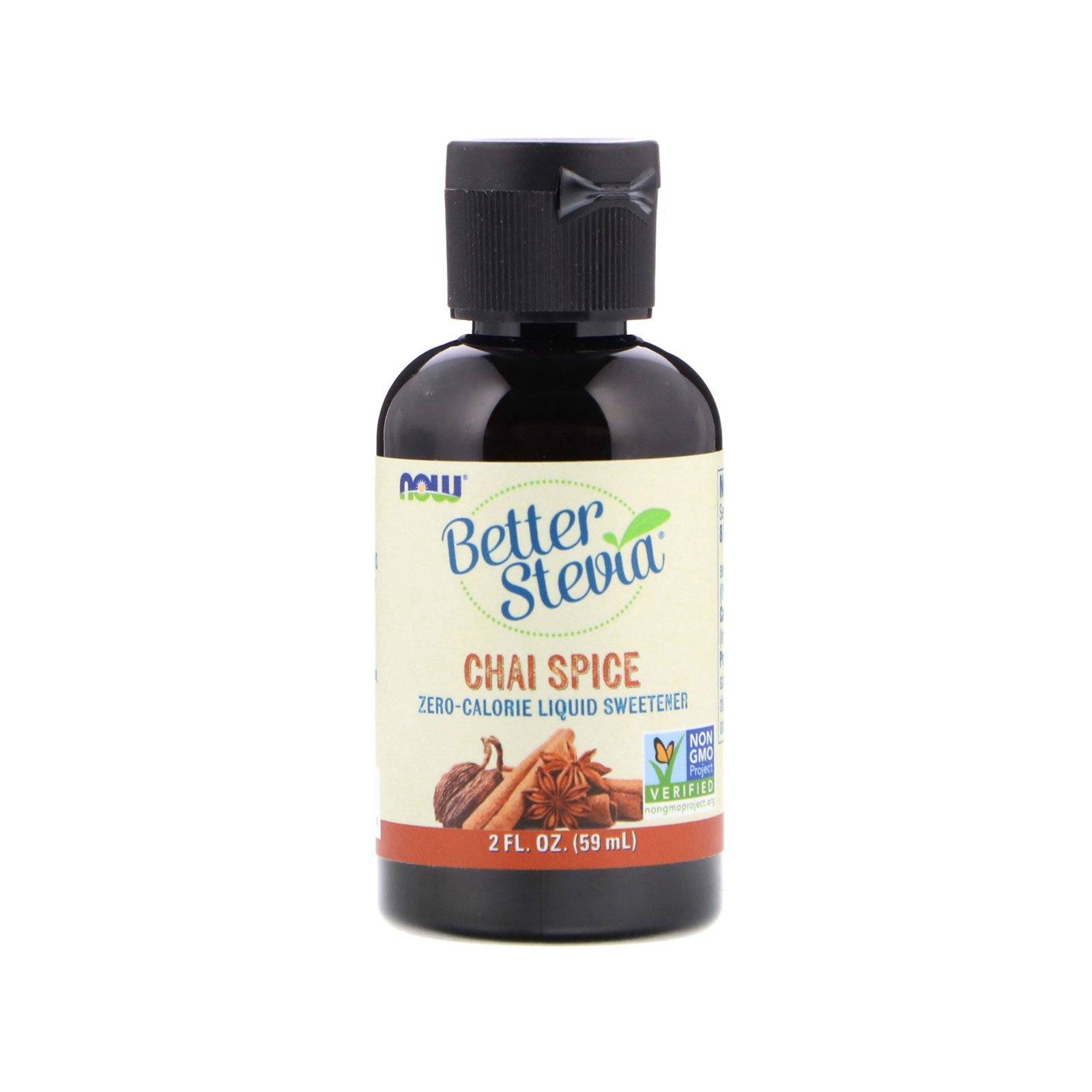 NOW Foods, Better Stevia, Liquid, Chai Spice, Zero-Calorie Liquid Sweetener, Low Glycemic Impact, Certified Non-GMO,(59 ml) - Bloom Concept