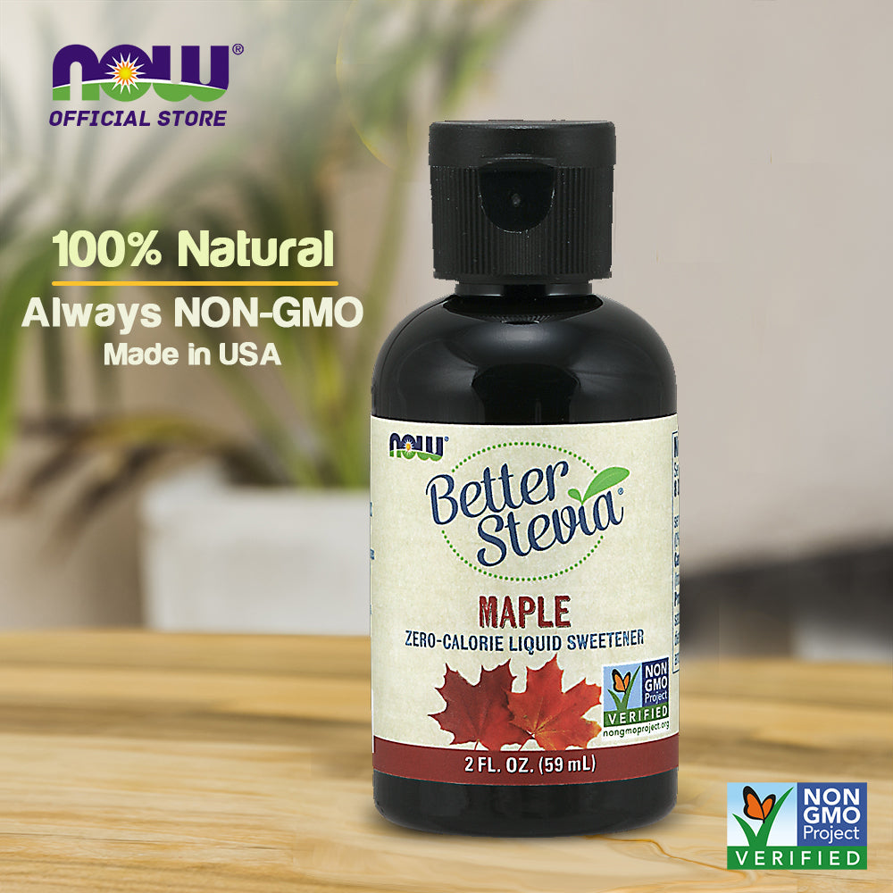 NOW Foods, Better Stevia, Liquid, Maple, Zero-Calorie Liquid Sweetener, Low Glycemic Impact, Certified Non-GMO, 2-Ounce (59 ml) - Bloom Concept