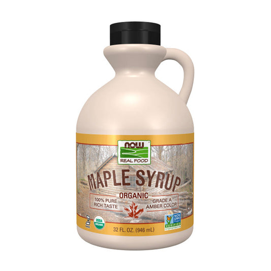 NOW Foods, Certified Organic Maple Syrup, Grade A Amber Color, 100% Pure, Light Delicate Flavor, Certified Non-GMO, 32-Ounce (946ml) - Bloom Concept