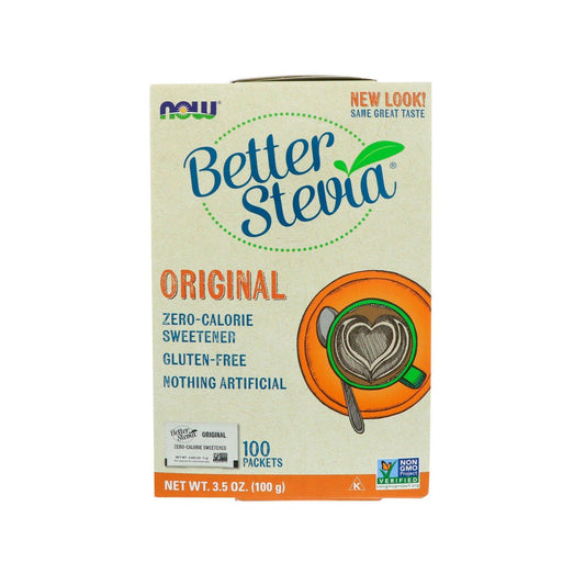 NOW Foods, Better Stevia Original Packets, Zero-Calorie Sweetener, Gluten-Free, Certified Non-GMO, Kosher, 100 Packets - Bloom Concept