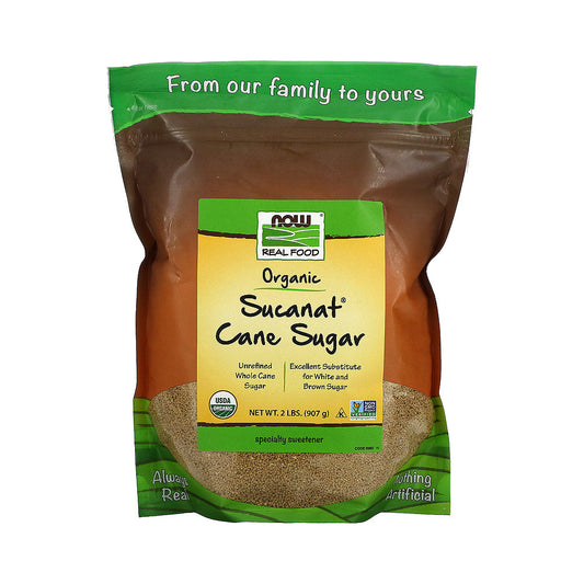 NOW Foods, Certified Organic Sucanat Cane Sugar, Powder from Pure Evaporated Cane Syrup, Excellent Substitute for White and Brown Sugar, Certified Non-GMO, 2-Pound (907g) - Bloom Concept