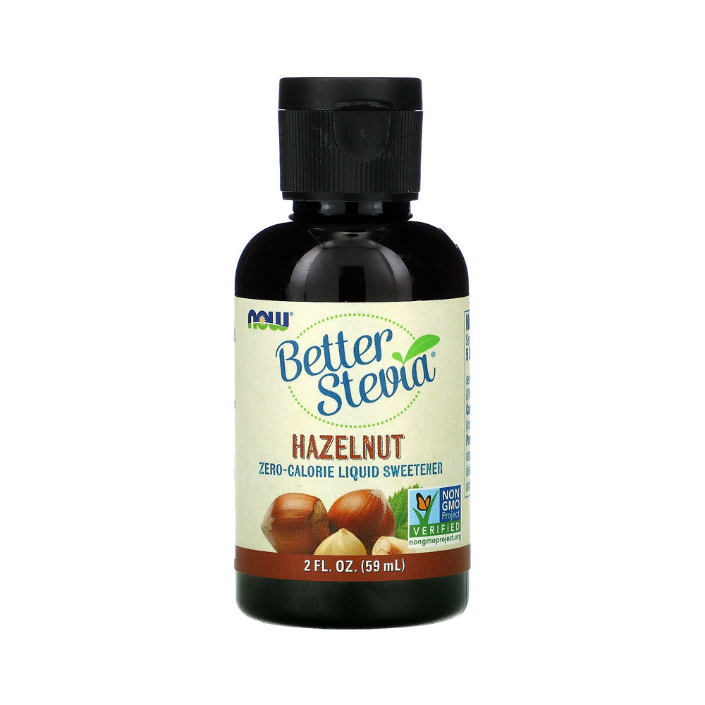 NOW Foods, Better Stevia Liquid, Hazelnut, Zero-Calorie Liquid Sweetener, Low Glycemic Impact, Certified Non-GMO, 2-Ounce (59 ml) - Bloom Concept