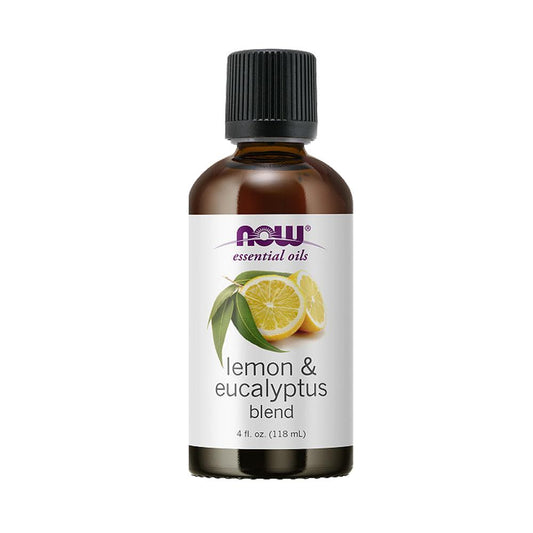 NOW FOODS Essential Oils, Lemon & Eucalyptus Oil Blend, Invigorating Aromatherapy Scent, Blend of Pure Lemon Oil and Pure Eucalyptus Oil, Vegan, Child Resistant Cap, 4-Ounce  (118 ml) - Bloom Concept