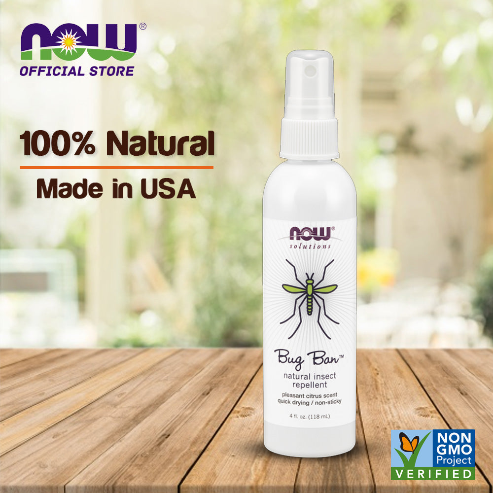 Now Foods, Bug Ban Spray, Natural Insect Repellant, Quick Dry, Citrus Scent, Non-Sticky Formula, 4 fl oz (118 ml) - Bloom Concept