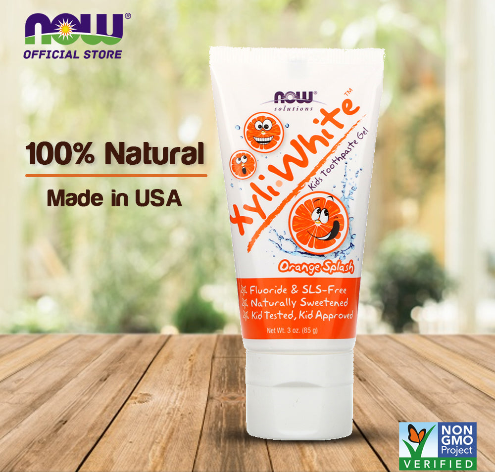 NOW Solutions, XyliwhiteToothpaste Gel for Kids, Orange Splash Flavor, Kid Approved! 3-Ounce, packaging may vary (85 g) - Bloom Concept