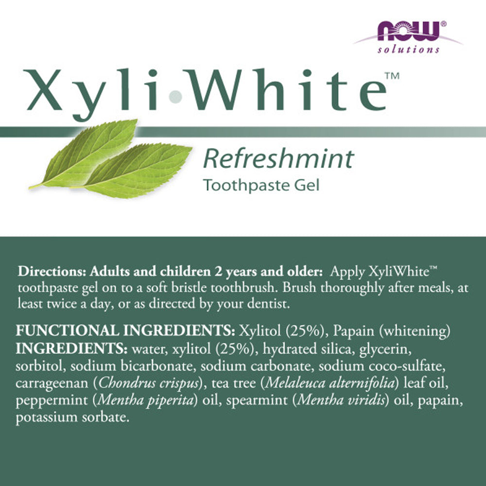 NOW Solutions, Xyliwhite Toothpaste Gel, Refreshmint, Cleanses and Whitens, Fresh Taste, 6.4-Ounce (181 g) - Bloom Concept