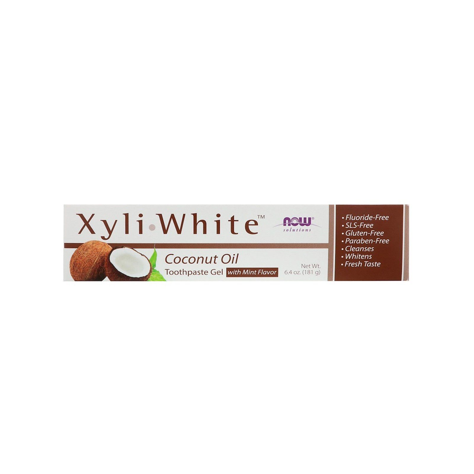 NOW Solutions, Xyliwhite Toothpaste Gel, Coconut Oil, Cleanses and Whitens, Cool Coconut-Mint Taste, 6.4-Ounce (181 g) - Bloom Concept