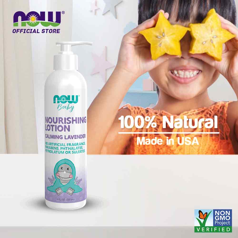 NOW Baby, Nourishing Lotion, Calming Lavender, Paraben Free, 8 Fluid Ounces (237ml) - Bloom Concept