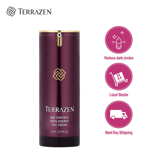 TERRAZEN Age Control Vital Energy Eye Cream: Plant Stem Cell, Real Protein, Hyaluronic Acid & Vitamin Infused Formula (17ml) - Bloom Concept