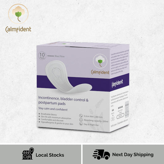 Calmfident Day/Night Use [Maxi Flow] *Incontinence, Bladder Control, Postpartum* Sanitary Napkin Pads 280mm (10pcs) - Bloom Concept