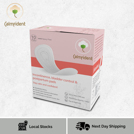 Calmfident Day/Night Use [Heavy Flow] *Incontinence, Bladder Control, Postpartum* Sanitary Napkin Pads 240mm (10pcs) - Bloom Concept